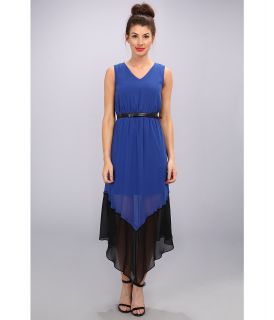 Calvin Klein 2 Tone Chiffon Maxi Womens Dress (Blue)