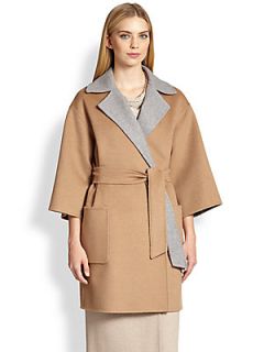 MaxMara Reversible Wrap Coat   Camel