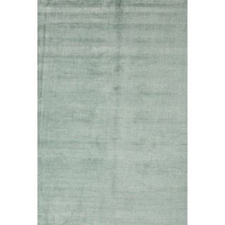 Hand loomed Solid Blue Wool/ Silk Rug (9 X 13)
