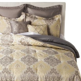 Jacquard 8 Piece Comforter Set   Gray/Yellow (Queen)