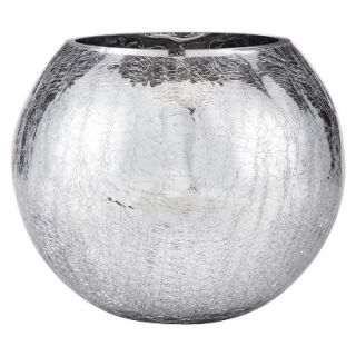 Crackle Mirror Sphere Vase / Candle Holder   8.25