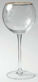 Lenox Holiday Etched Balloon Wine   Etched Holly, Clear Bowl, Ruby Stem/Foot