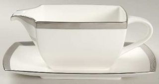 Mikasa Millennium Platinum Gravy Boat & Underplate, Fine China Dinnerware   Bone
