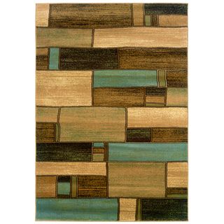 Blue And Berber Geometric Abstract Area Rug (53 X 75)