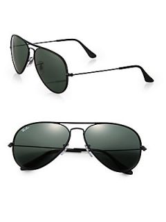 Ray Ban Plastic Rim Aviator Sunglasses   Black
