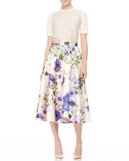 Full Floral Midi Skirt   Lela Rose