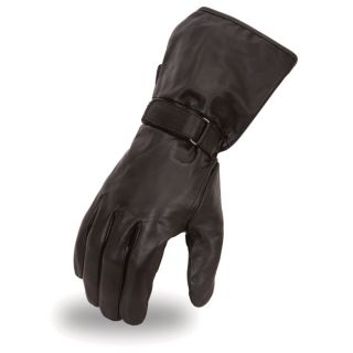 Mens Gauntlet Motorcycle Gloves   Black, 2XL, Model FI126GEL