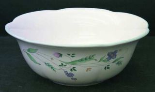 Pfaltzgraff April  Party Bowl, Fine China Dinnerware   Stoneware, Floral On Rim,