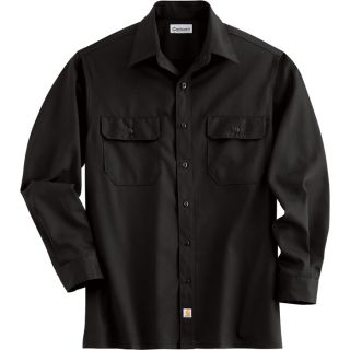 Carhartt Long Sleeve Twill Work Shirt   Black, XL, Regular Style, Model S224