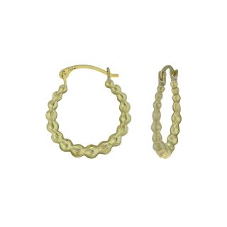10K Gold Small Beaded Hoop Earrings, Womens