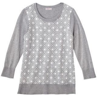 Merona Womens 3/4 Sleeve Pullover Sweater   Heather Gray   XS