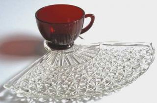 Anchor Hocking Royal Ruby Snack Set Plate and Regular Punch Cup   Dark Red,Depre