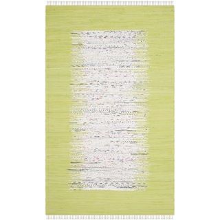 Safavieh Hand woven Montauk Ivory/ Teal Cotton Rug (4 X 6)