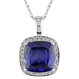 0.1 Carat Diamond and 3.25 Carat Created Sapphire in 10K White Gold Fashion