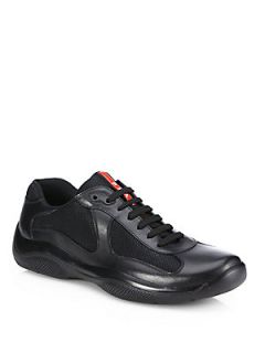 Prada Leather Americas Cup Mesh Sneakers  Prada Shoes