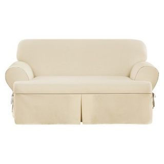 Sure Fit Corded Canvas T  Sofa Slipcover   Natural