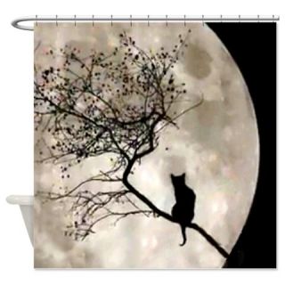  Cat and Moon Shower Curtain