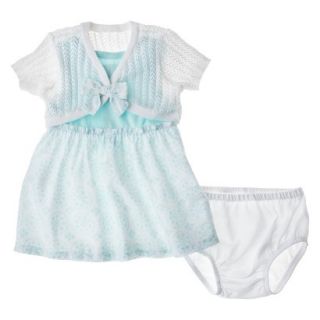 Cherokee Newborn Girls 3 Piece Dress Set   White/Blue 6 9 M