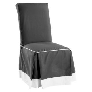 Cotton Duck Two Tone Dining Room Chair Slipcover   Black/White