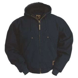 Berne Original Washed Hooded Jacket   Quilt Lined, Navy, 2XL Tall, Model HJ375