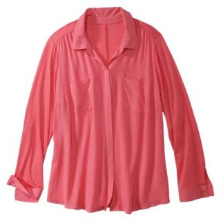 Pure Energy Womens Plus Size 3/4 Sleeve Popover Shirt   Coral 3X
