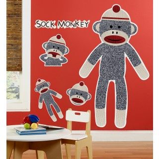 Sock Monkey Red Giant Wall Decals