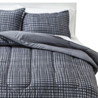 Room Essentials Sketchy Grid Comforter   Grey (Full/Queen)