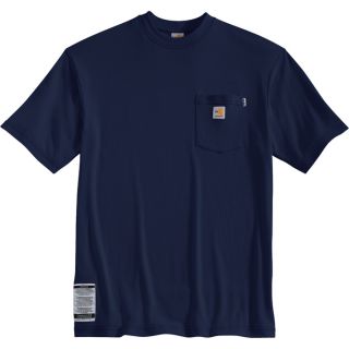 Carhartt Flame Resistant Short Sleeve T Shirt   Dark Navy, Large, Regular Style,