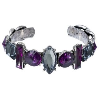 Fashion Bracelet with Multi Shaped Stones   Silver/Purple