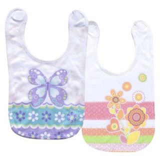 Clever Birds 2pk Reversible Bib Set   Hot Pink Flowers & Butterfly Funtime