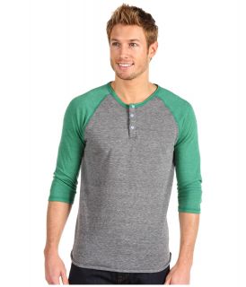 Alternative Apparel 3/4 Raglan Henley Mens T Shirt (Green)