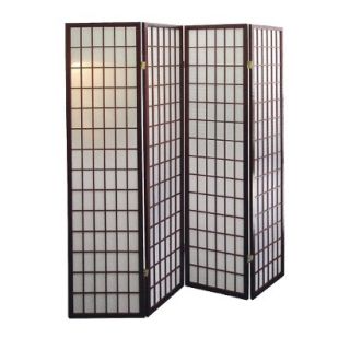 Folding Screen Ore International 4 Panel Room Divider   Red Brown (Cherry)