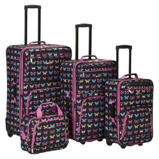 Rockland Nairobi 4 pc Expandable Luggage Set   Butterfly