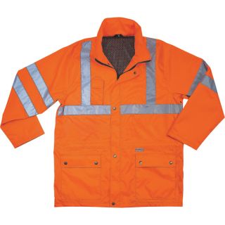 Ergodyne High Visibility Class 3 Rain Jacket   Orange, XL, Model 8365