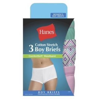 Hanes Womens Premium 3 Pack Cotton Stretch Boyshort ET49AS   Assorted