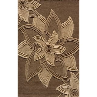 Hand tufted Lotus Mocha Wool Rug (36 X 56)