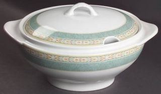 Wedgwood Aztec Tureen &  Lid, Fine China Dinnerware   Home Collection,Green Band