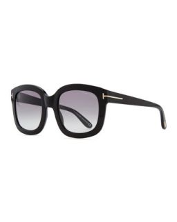 Womens Christophe Oversized Sunglasses, Shiny Black   Tom Ford