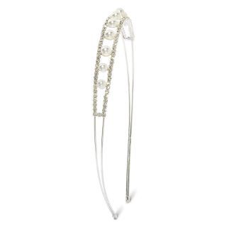 Vieste Simulated Pearl and Crystal Headband, Clear, Womens