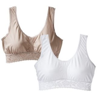 Playtex Womens 2 Pack Cozy Comfort Wirefree Bras X587   White/Nude XL