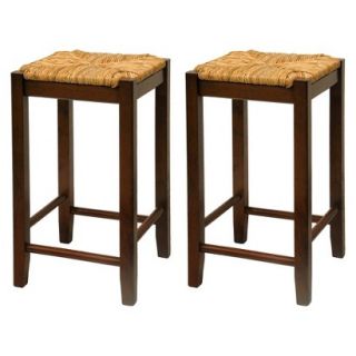 Barstool Winsome 2 Piece Alec Rush Seat Barstools   Antique Brown (Walnut)