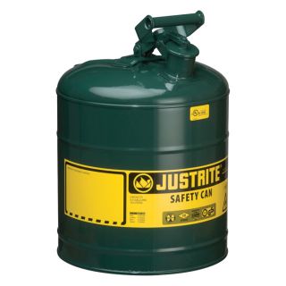 Justrite Type I Safety Fuel Can   5 Gallon, Green, Model 7150400