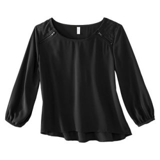 Xhilaration Juniors Long Sleeve Quilted Top   Black S(3 5)