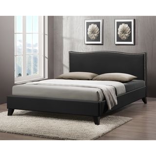 Battersby Black Modern Bed With Upholstered Headboard