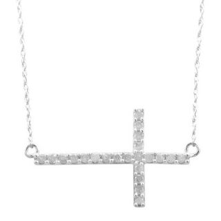 1/4 CT. T.W. Diamond Horizontal Cross Necklace in Sterling Silver