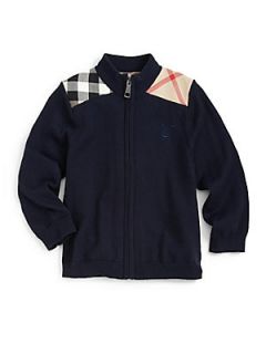 Burberry Toddlers Check Shoulder Patch Sweater   Navy