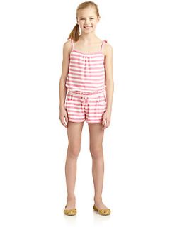 Juicy Couture Girls Striped Terry Romper   Pink Stripe