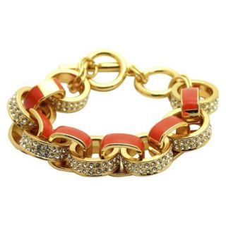 Womens Pave Fashion Bracelet   Gold/Coral/Crystal