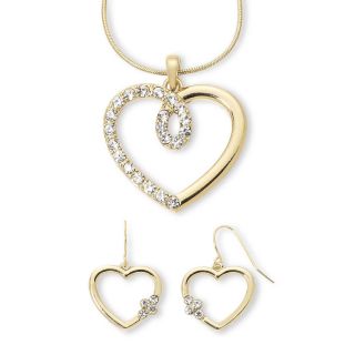Crystal Heart Necklace and Earrings Boxed Set, Yellow