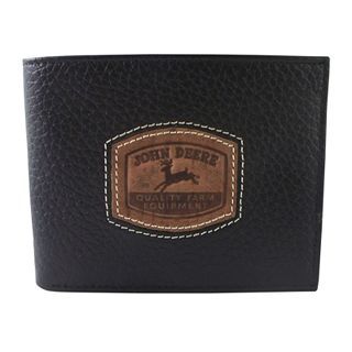 John Deere Leather Passcase Wallet, Black, Mens